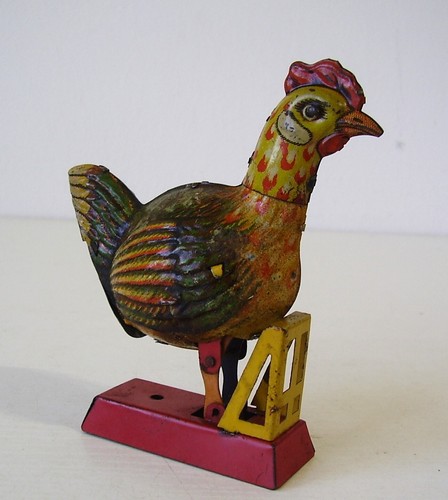 Antikes blech huhn mechanisch - huhn,